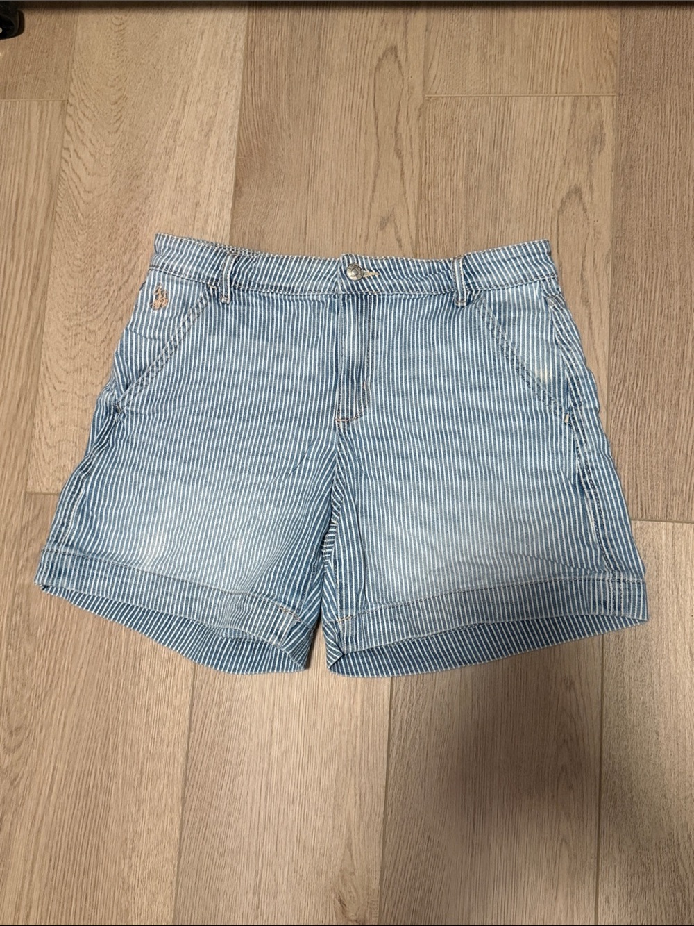 U.S. Polo Assn. Light Blue & White Striped Jean Shorts